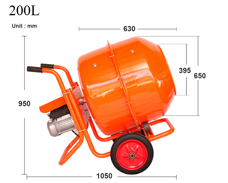 hand control electric engine concrete feed mortar mixers with two wheel