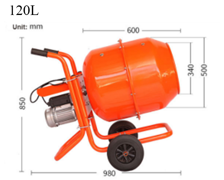 hand control electric engine concrete feed mortar mixers with two wheel